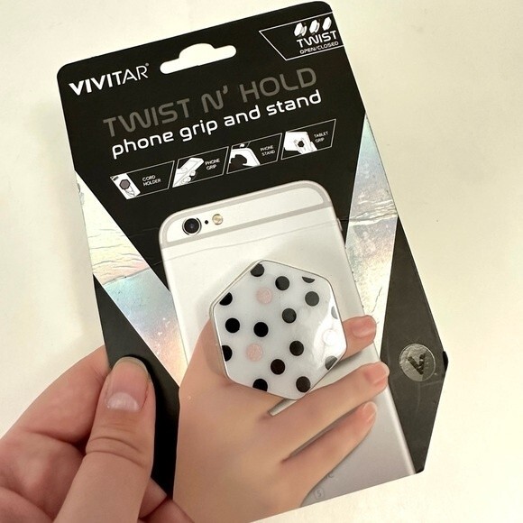 Vivitar Twist N' Hold Polka Dot Phone Grip And Stand Brand New - Picture 1 of 6